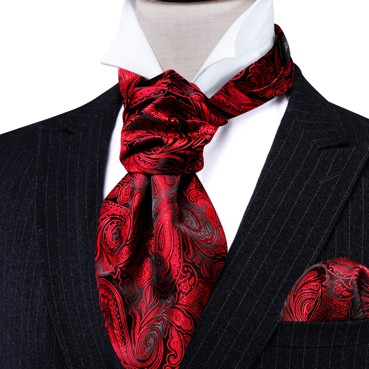 Red Paisley Ascot Set - GentCrest - View 3