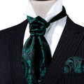 Black Dark Green Paisley Ascot Set - GentCrest