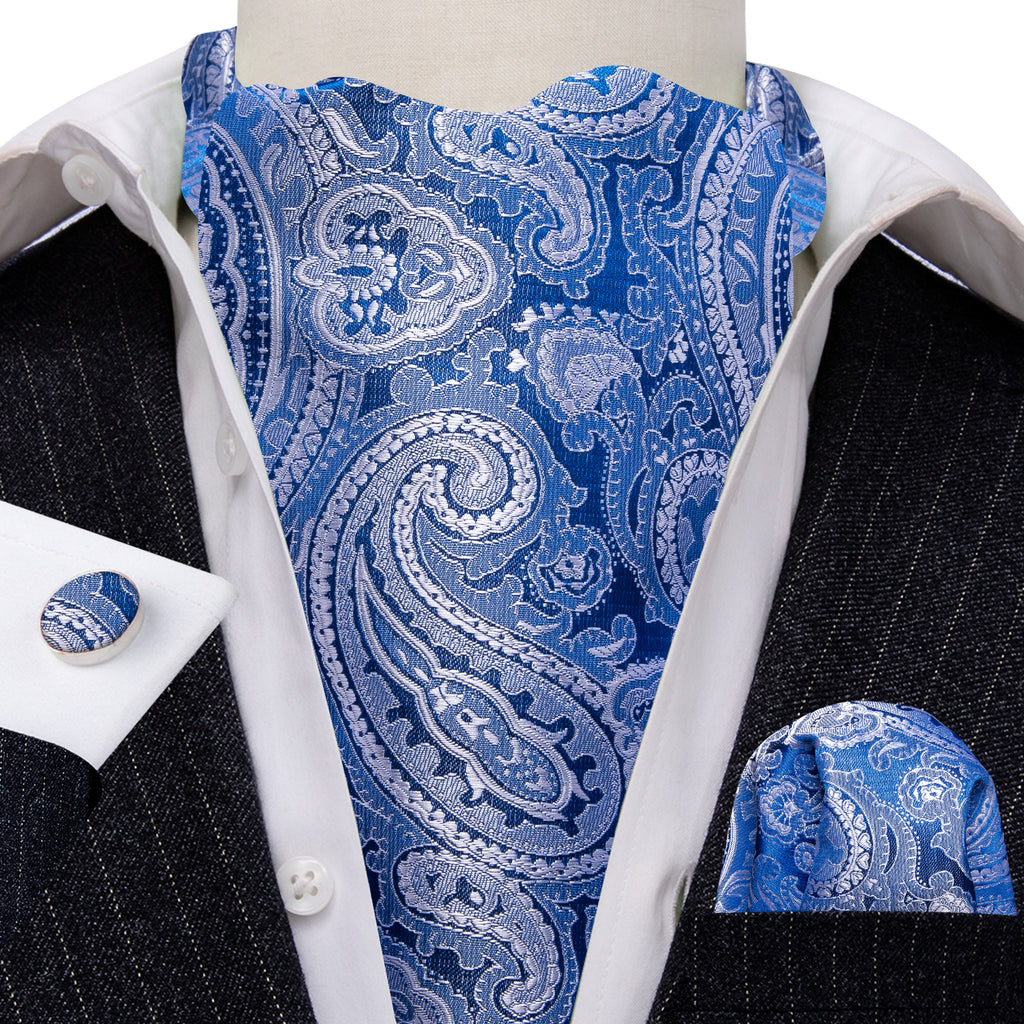 Blue Paisley Ascot Set - GentCrest - View 3