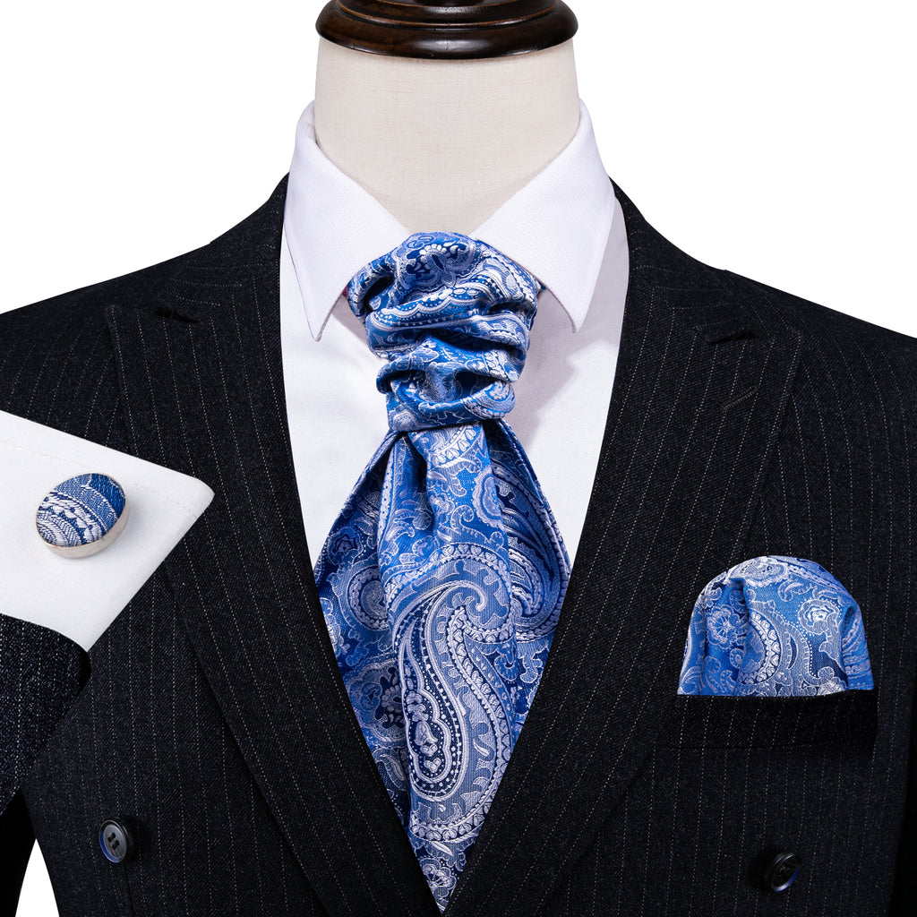 Blue Paisley Ascot Set - GentCrest - View 6