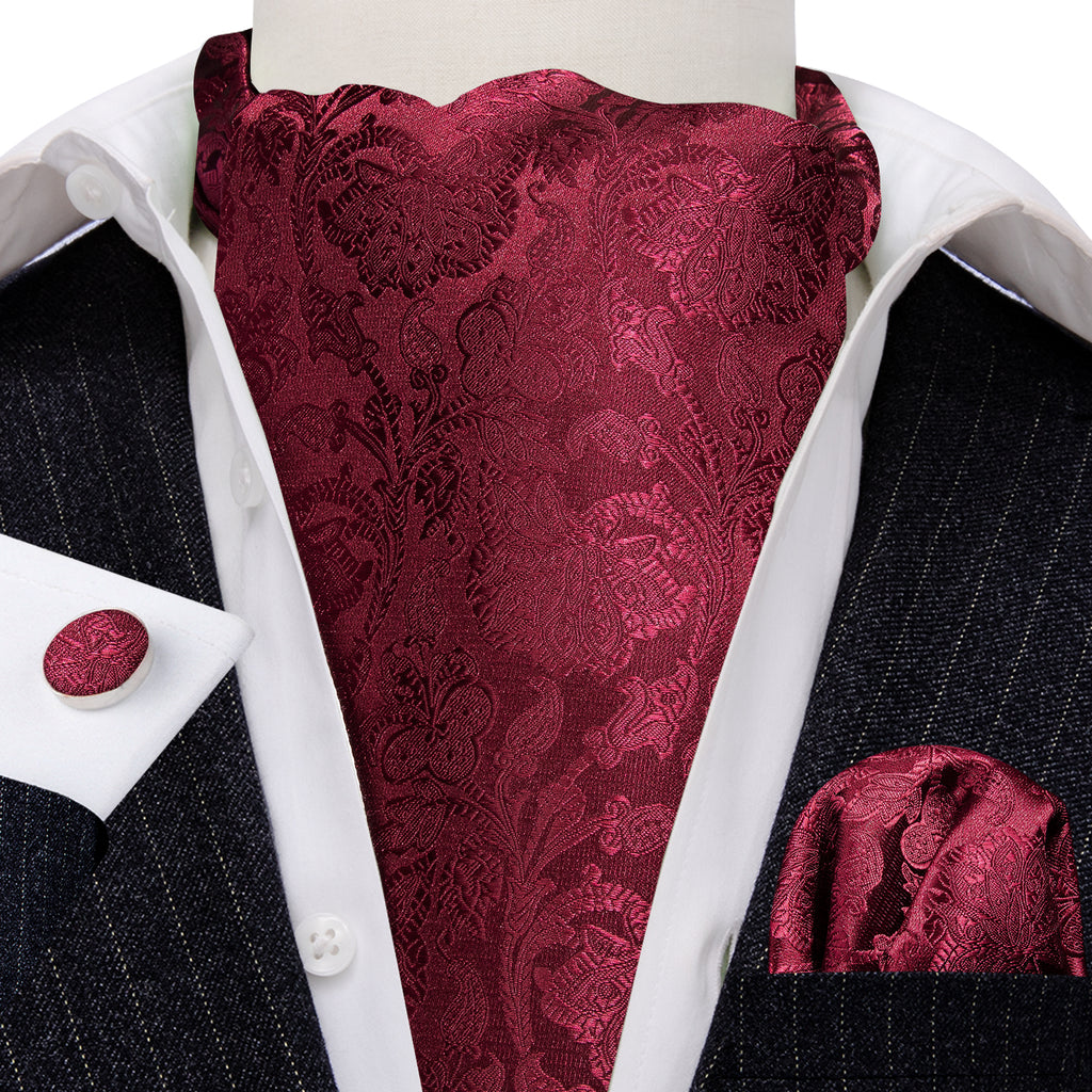 Red Paisley Ascot Set - GentCrest - View 4