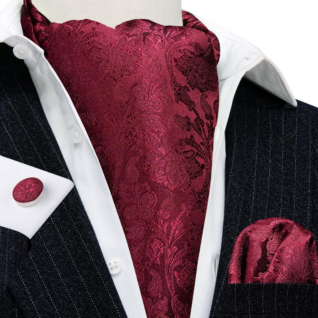 Red Paisley Ascot Set - GentCrest - View 5