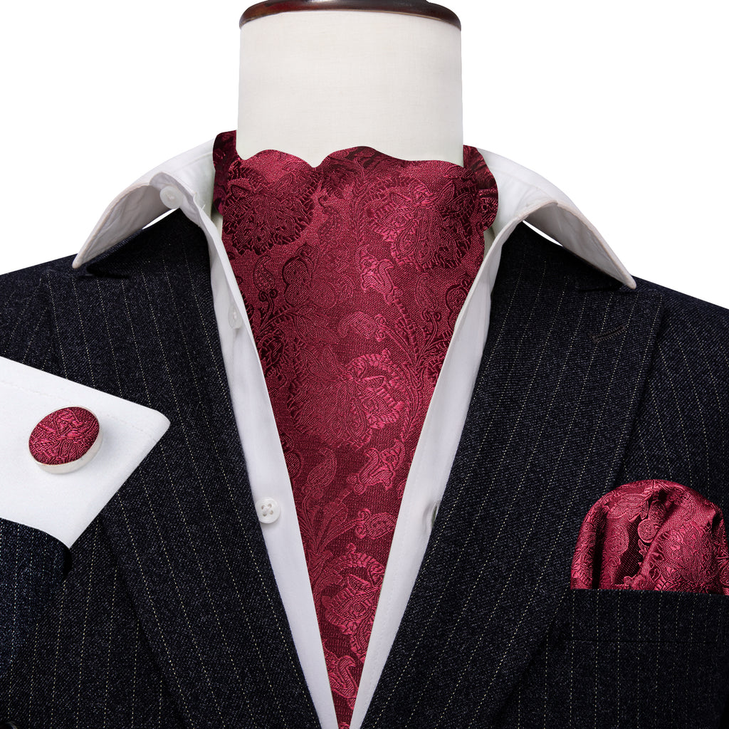Red Paisley Ascot Set - GentCrest - View 3