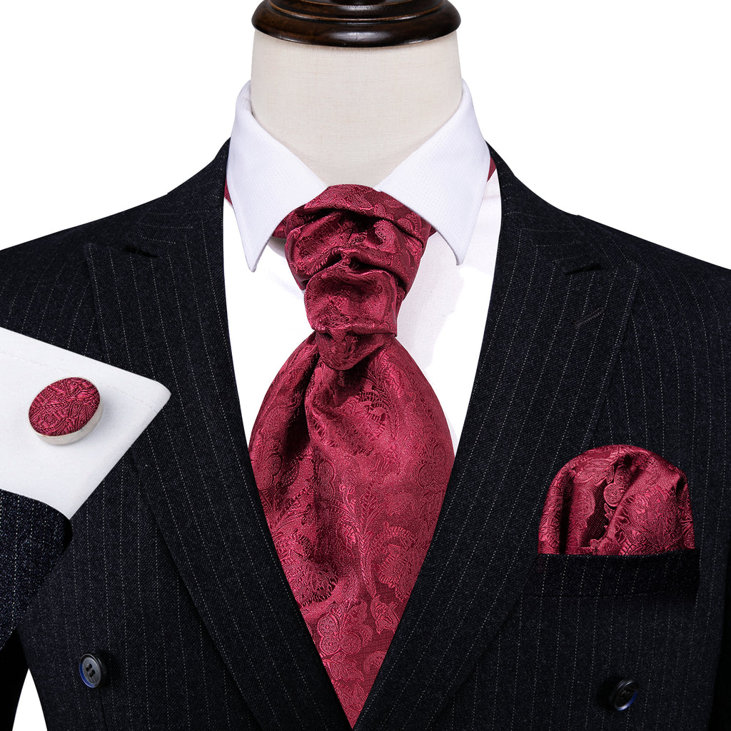 Red Paisley Ascot Set - GentCrest - View 2