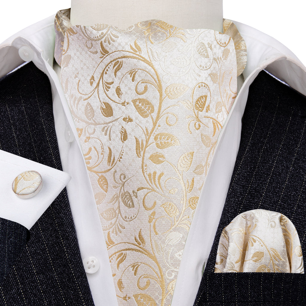 White Floral Ascot Set - GentCrest - View 2
