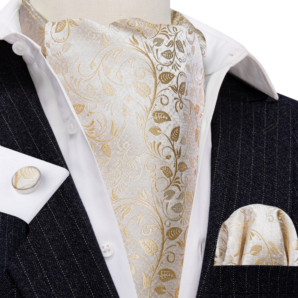 White Floral Ascot Set - GentCrest - View 3