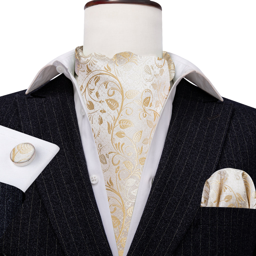 White Floral Ascot Set - GentCrest - View 4