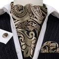 Gold Black Silk Paisley Ascot Set - GentCrest