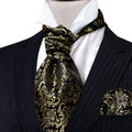 Black Gold Silk Paisley Ascot Set - GentCrest