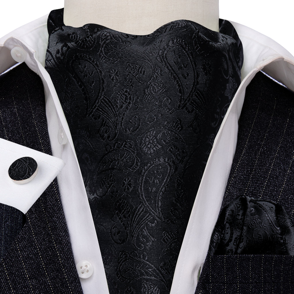 Black Paisley Ascot Set - GentCrest - View 2