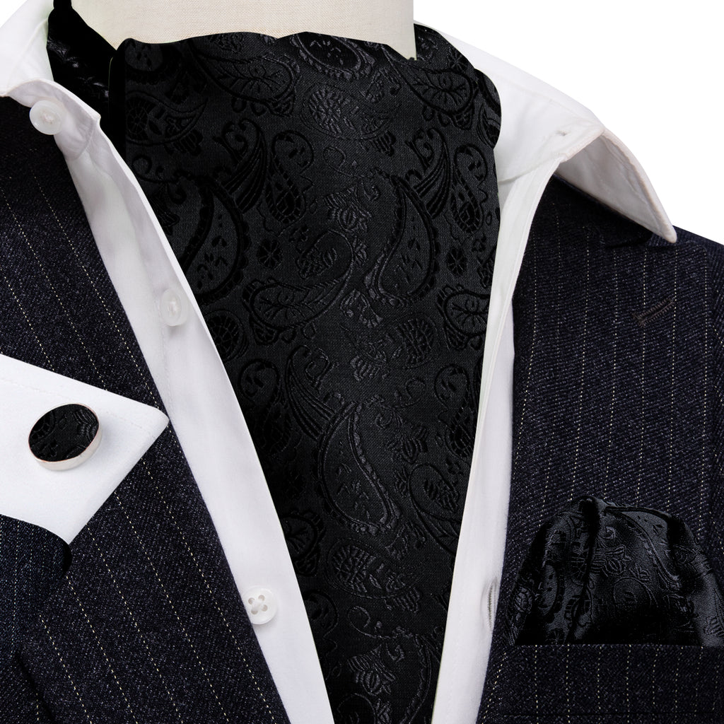 Black Paisley Ascot Set - GentCrest - View 3
