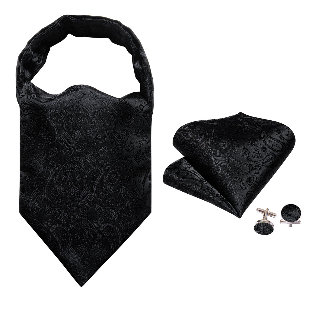 Black Paisley Ascot Set - GentCrest - View 4
