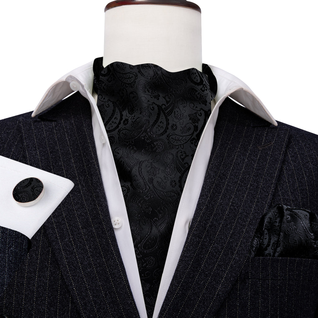 Black Paisley Ascot Set - GentCrest - View 5