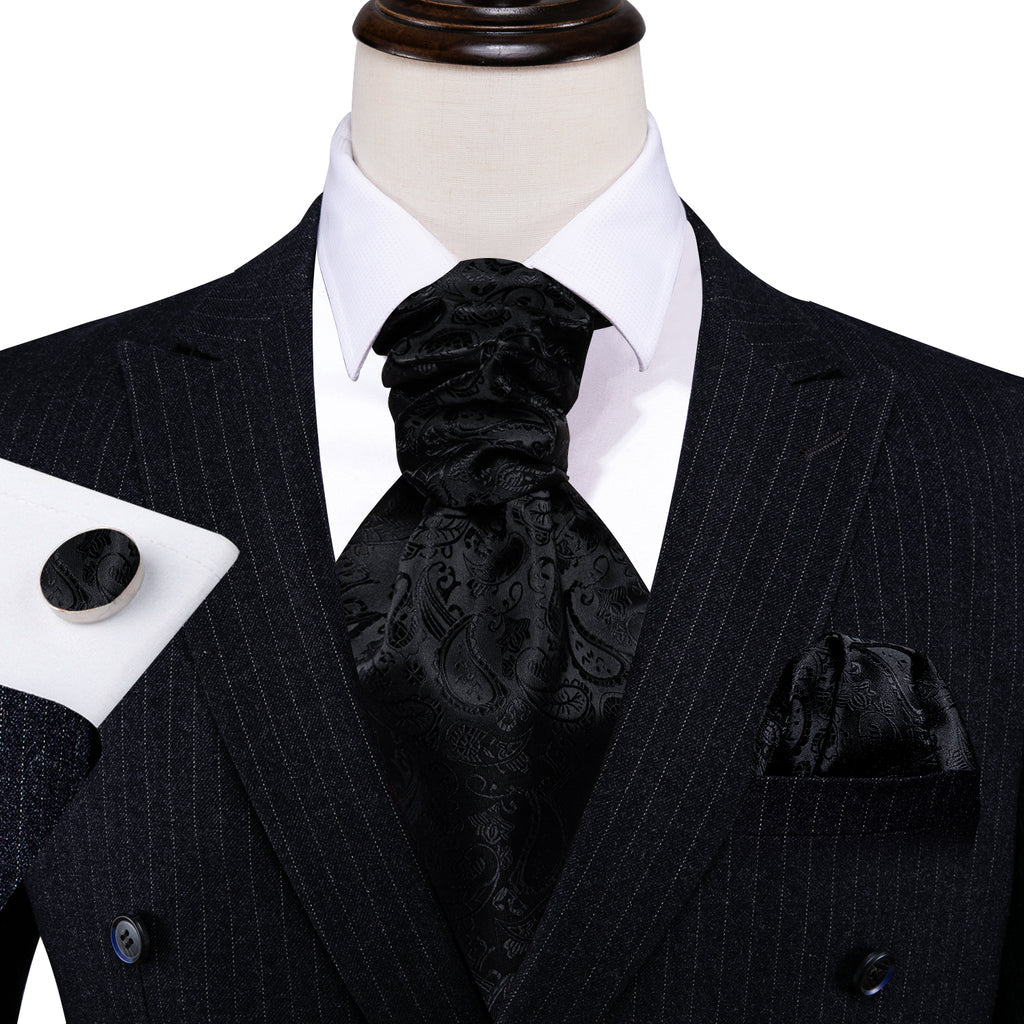 Black Paisley Ascot Set - GentCrest - View 6