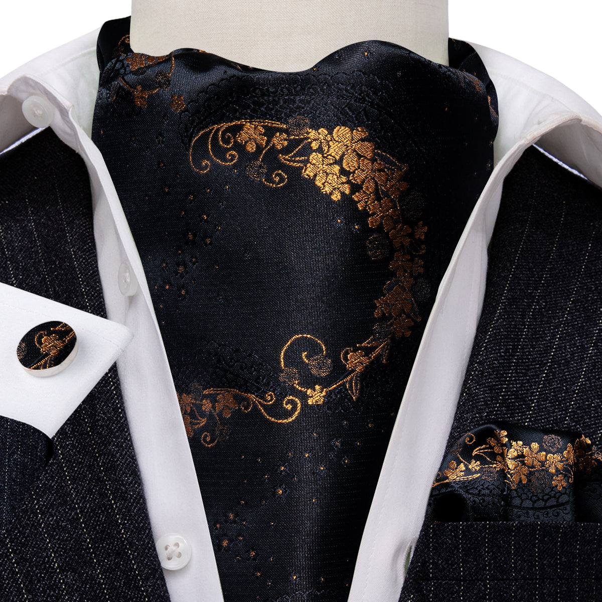 Black Gold Paisley Ascot Set - GentCrest