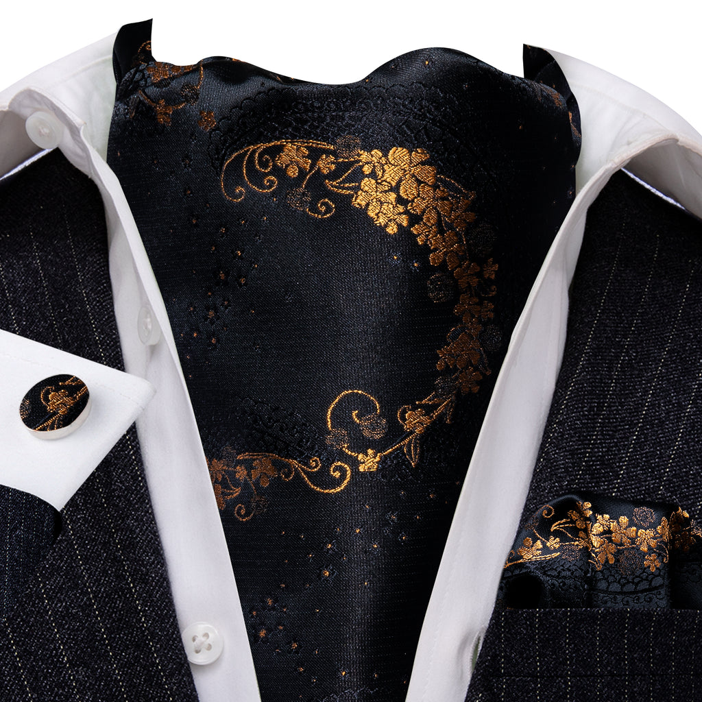 Black Gold Paisley Ascot Set - GentCrest - View 2