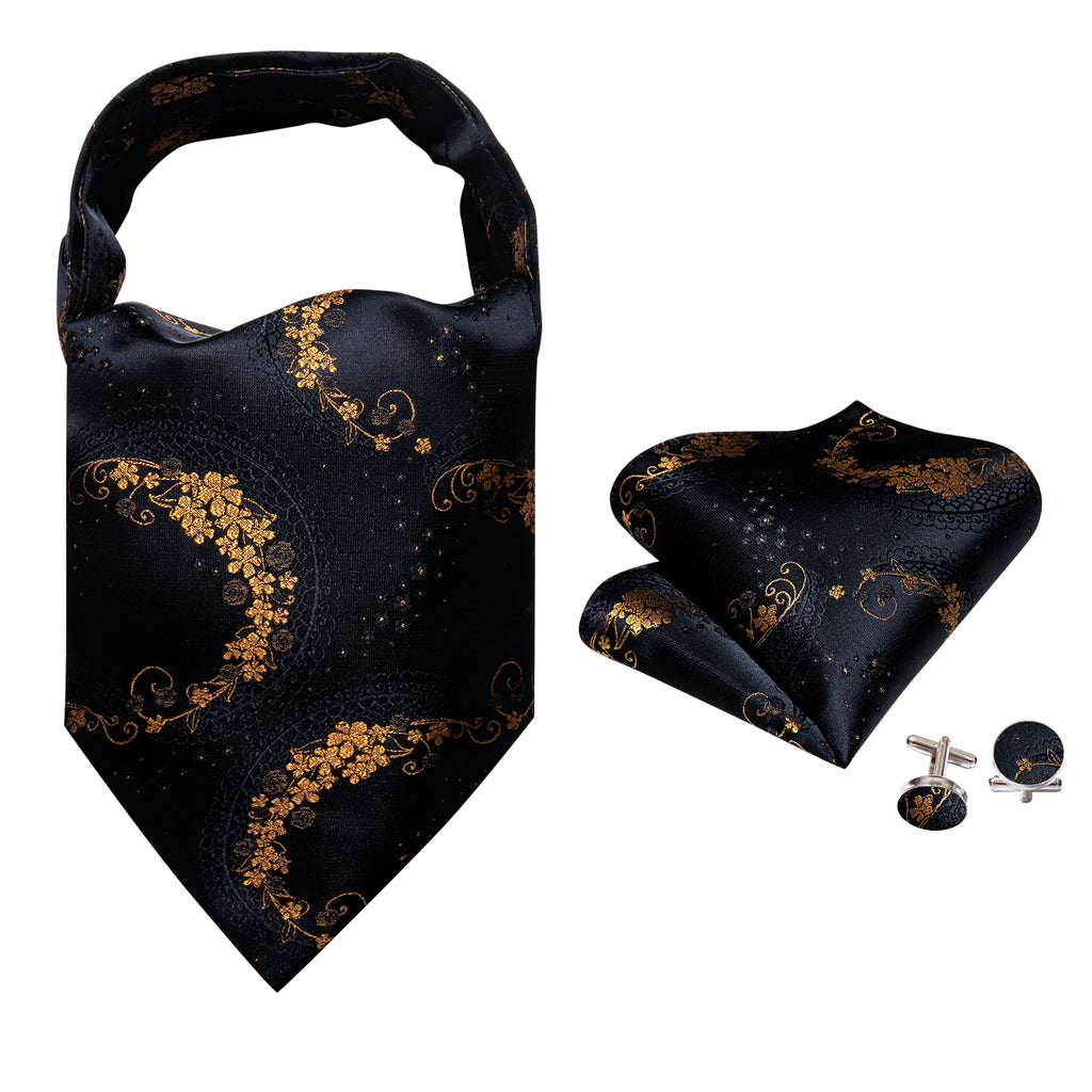 Black Gold Paisley Ascot Set - GentCrest - View 4