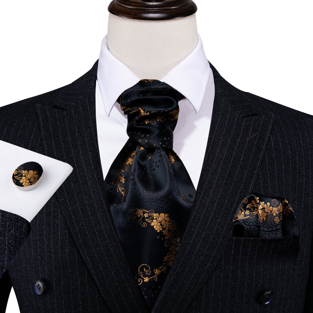Black Gold Paisley Ascot Set - GentCrest - View 6