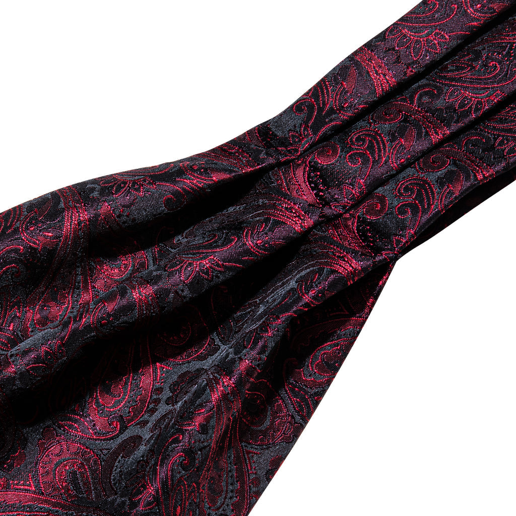 Black Red Paisley Ascot Set - GentCrest - View 6