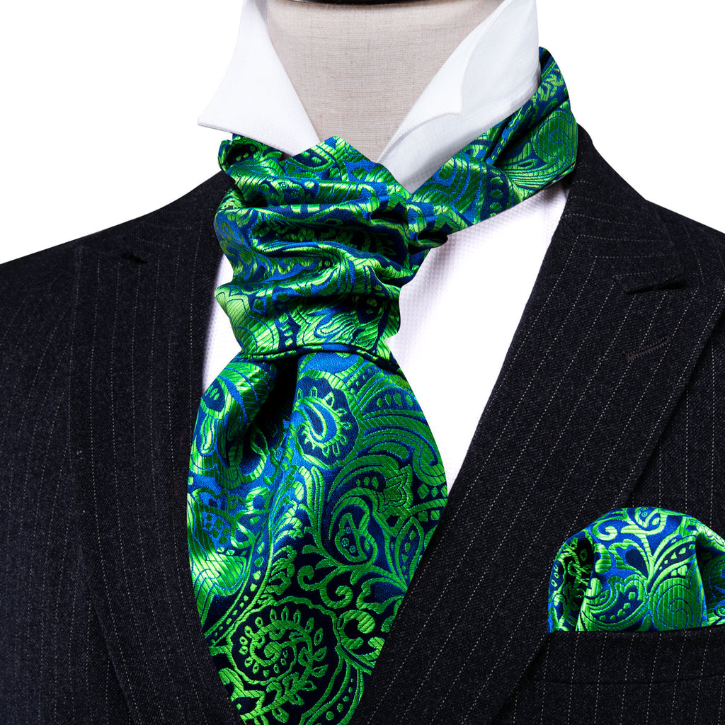 Teal Blue Paisley Ascot Set - GentCrest