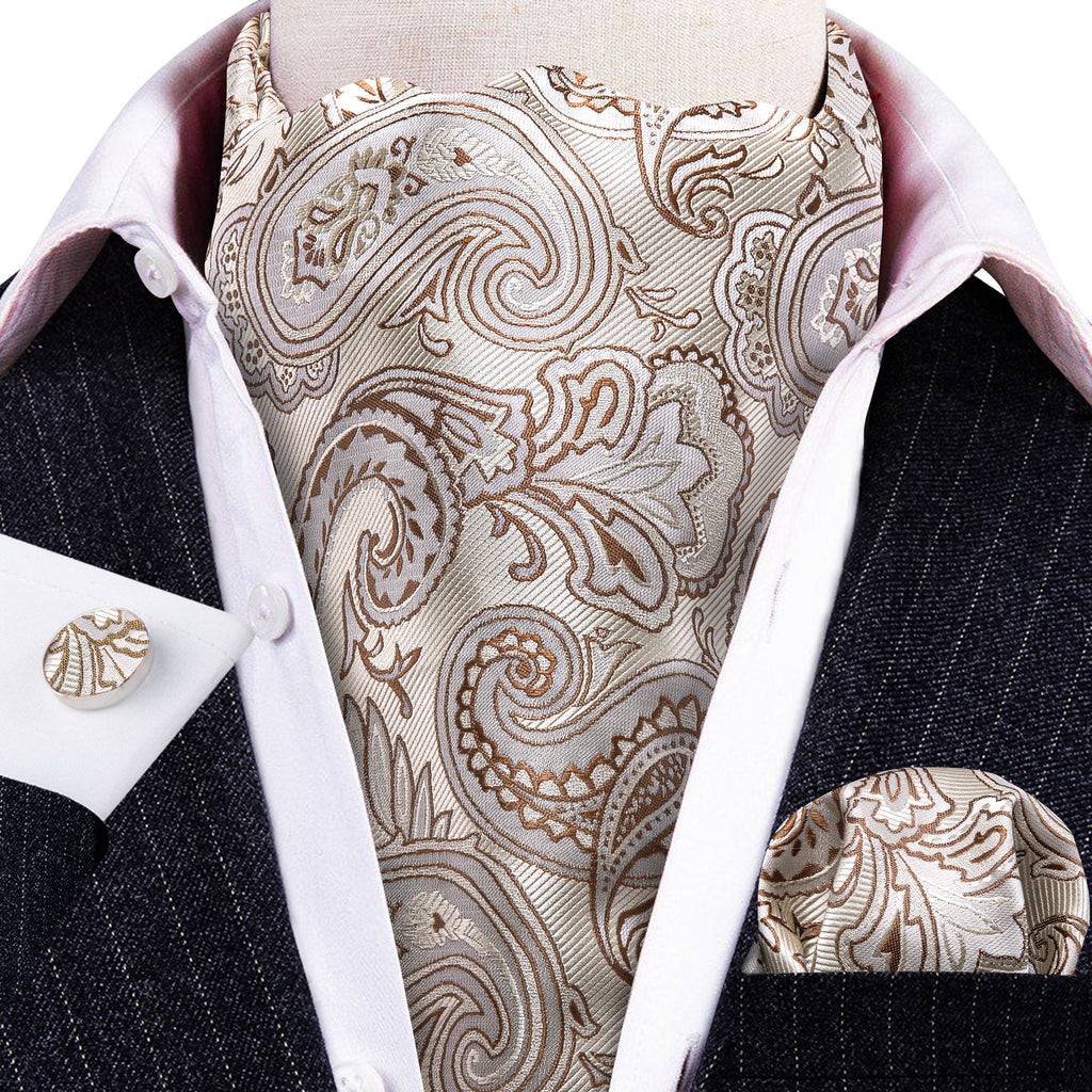 Beige Paisley Ascot Set - GentCrest - View 2