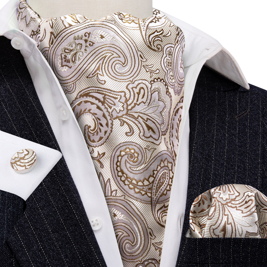 Beige Paisley Ascot Set - GentCrest - View 3