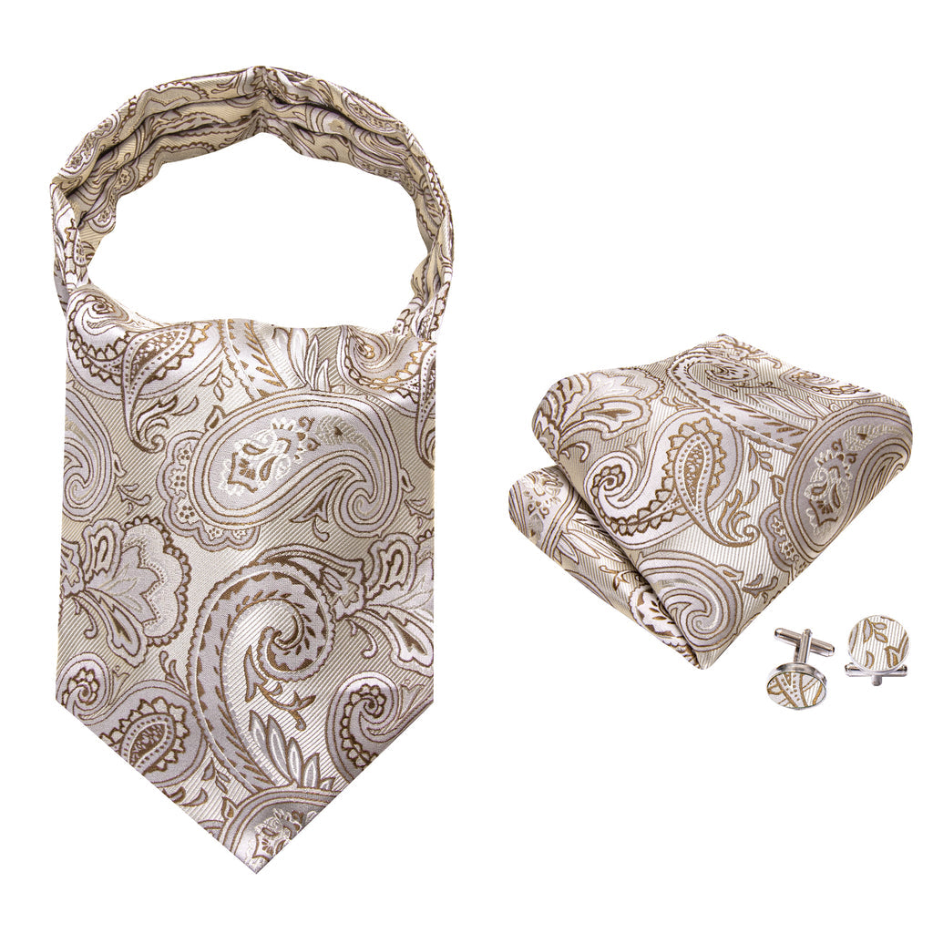 Beige Paisley Ascot Set - GentCrest - View 6