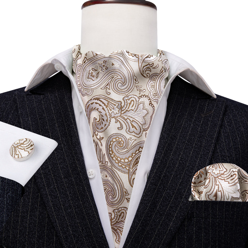 Beige Paisley Ascot Set - GentCrest - View 4