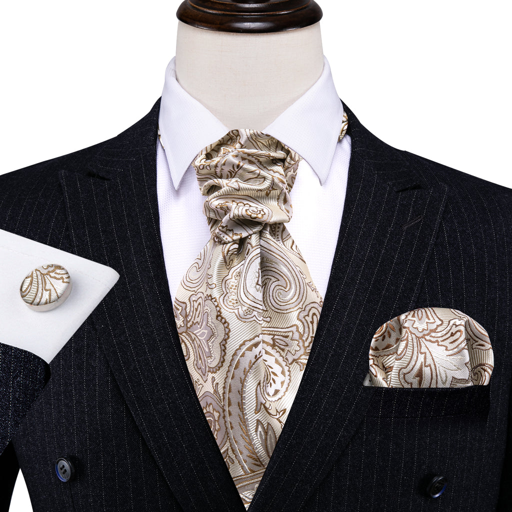 Beige Paisley Ascot Set - GentCrest - View 5