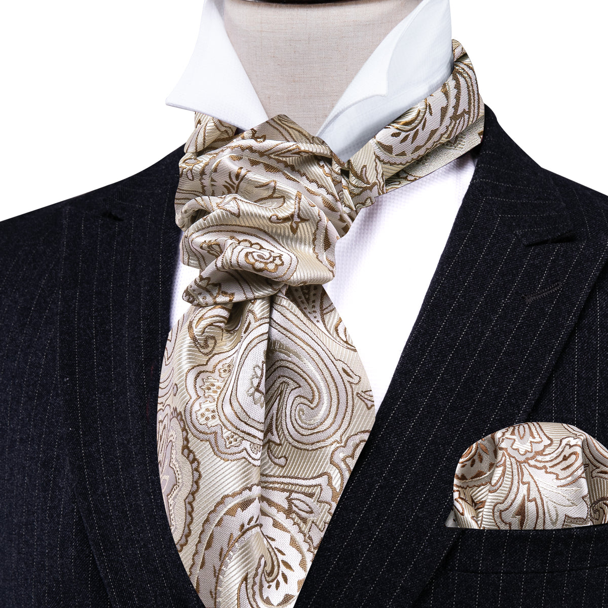 Beige Paisley Ascot Set - GentCrest