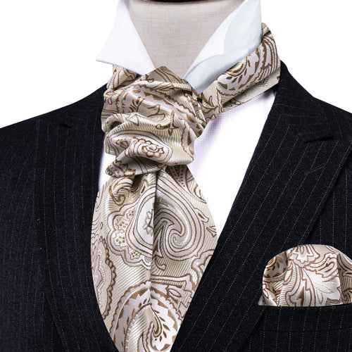 Beige Paisley Ascot Set - GentCrest