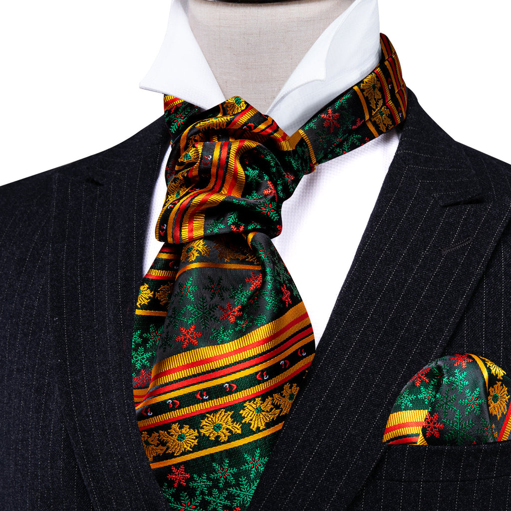 Green Gold Christmas Floral Ascot Set - GentCrest