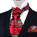 Red Green Christmas Floral Ascot Set - GentCrest