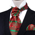 Red Green Christmas Floral Elk Ascot Set - GentCrest