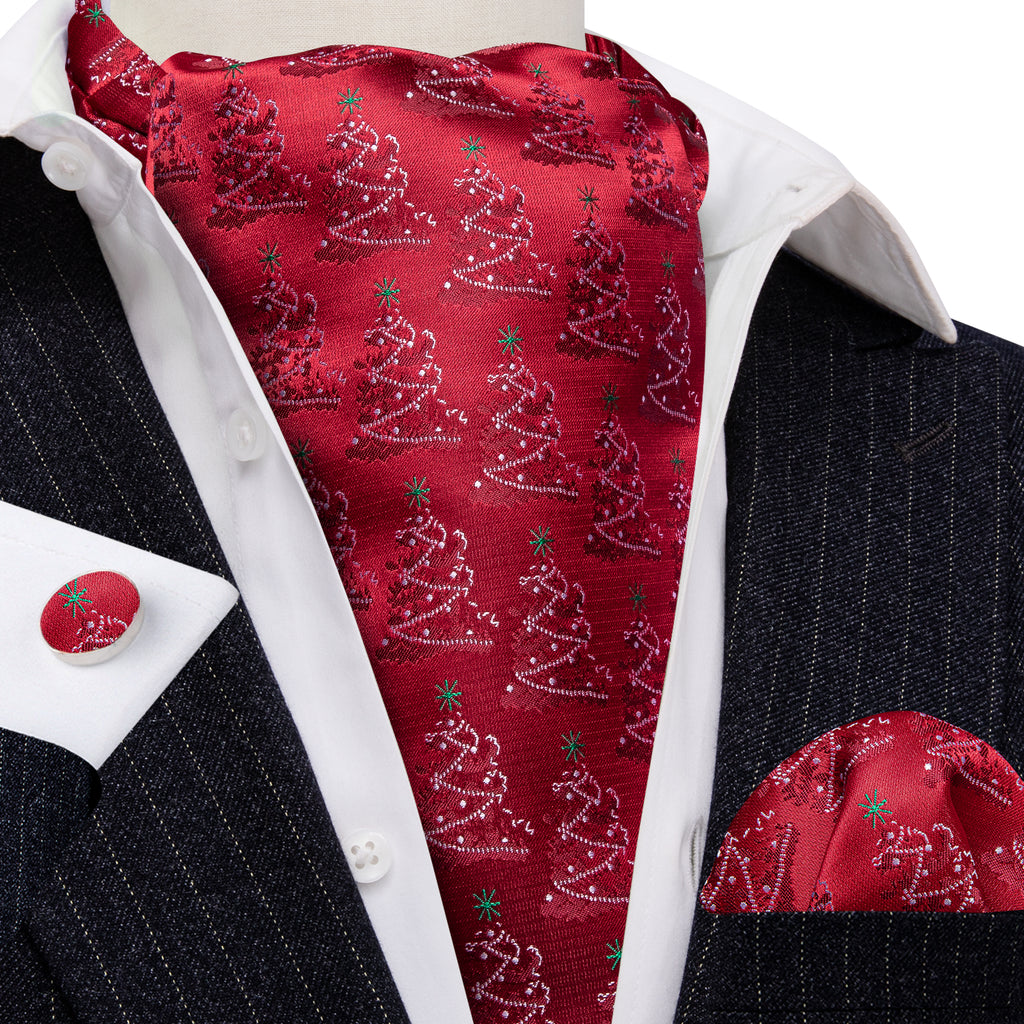 Red Christmas Tree Ascot Set - GentCrest - View 3