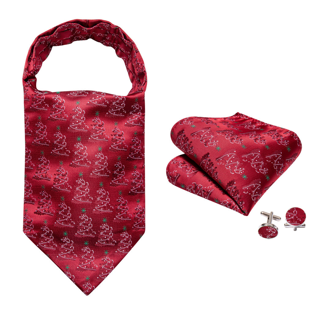 Red Christmas Tree Ascot Set - GentCrest - View 6