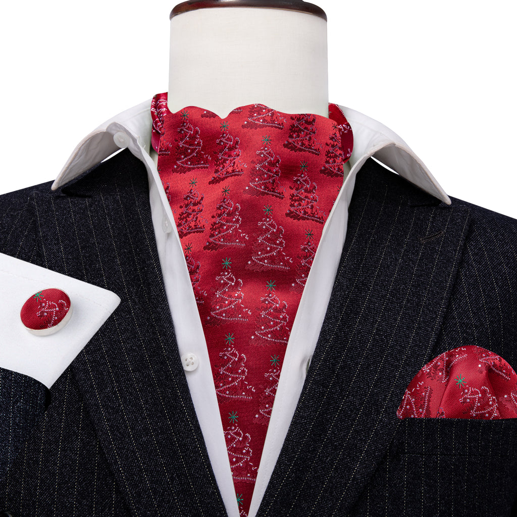 Red Christmas Tree Ascot Set - GentCrest - View 4