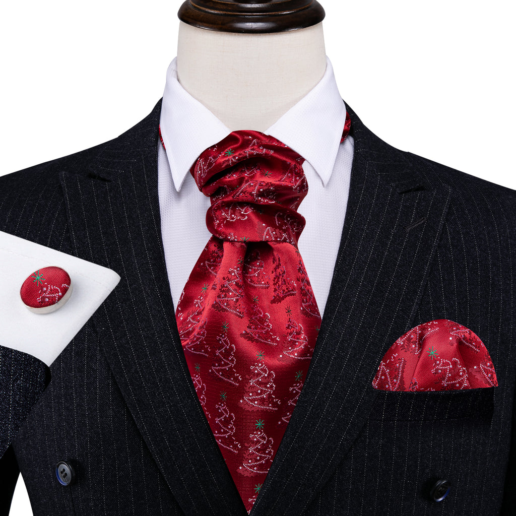Red Christmas Tree Ascot Set - GentCrest - View 5