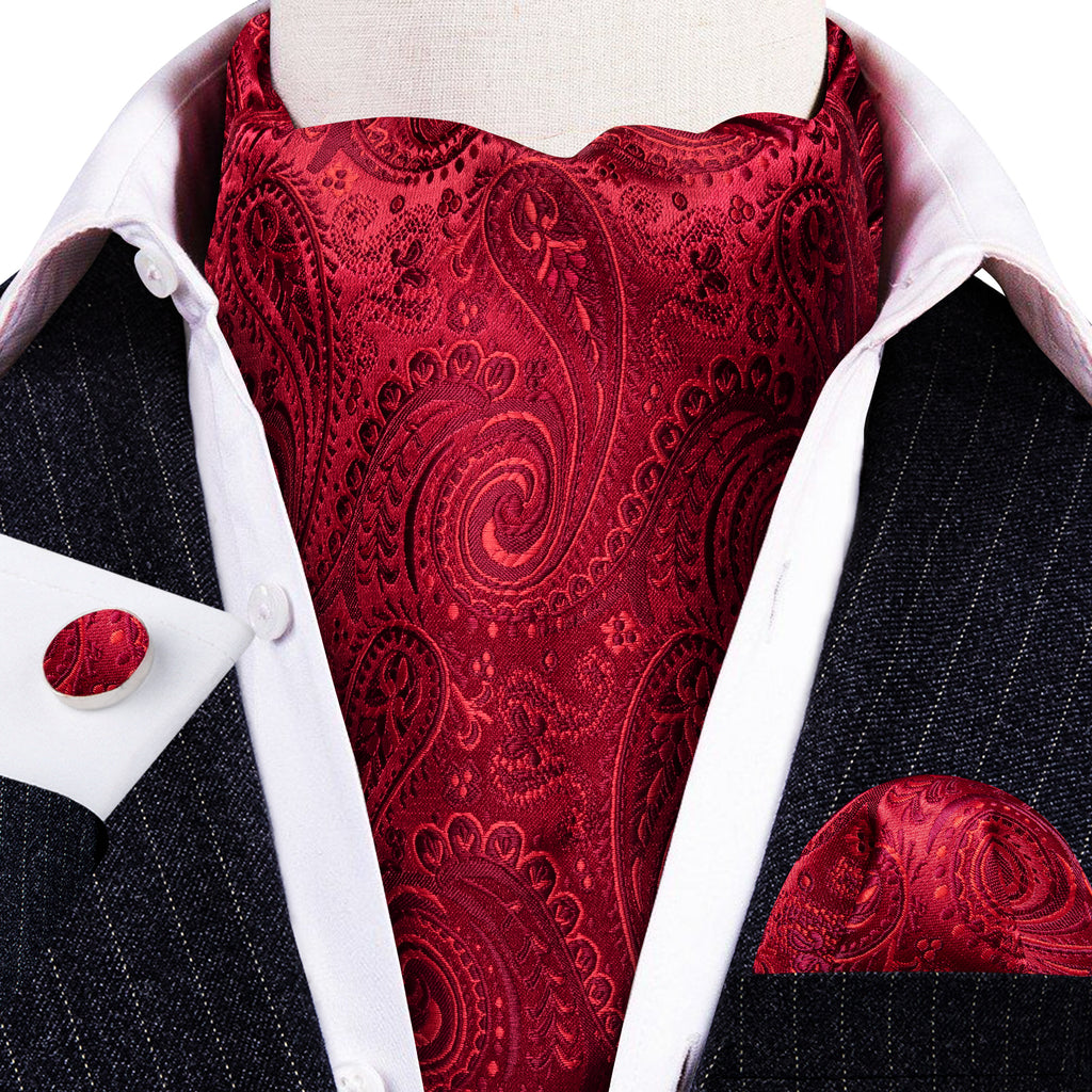 Red Paisley Ascot Set - GentCrest - View 2