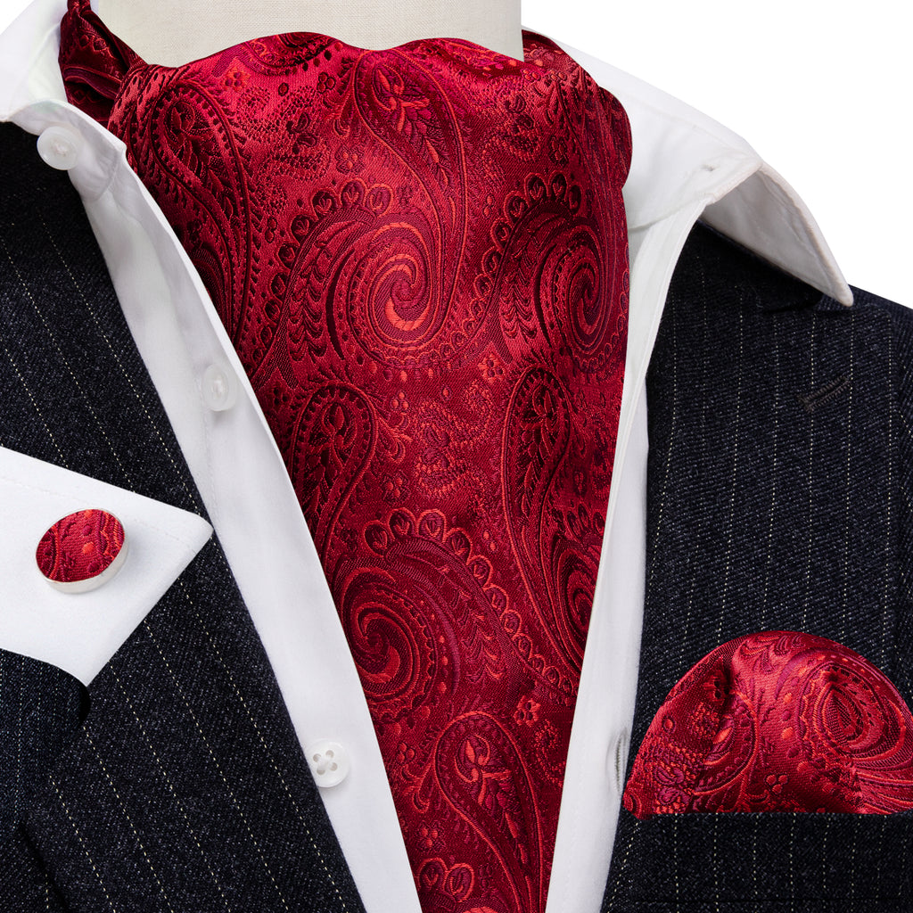 Red Paisley Ascot Set - GentCrest - View 3