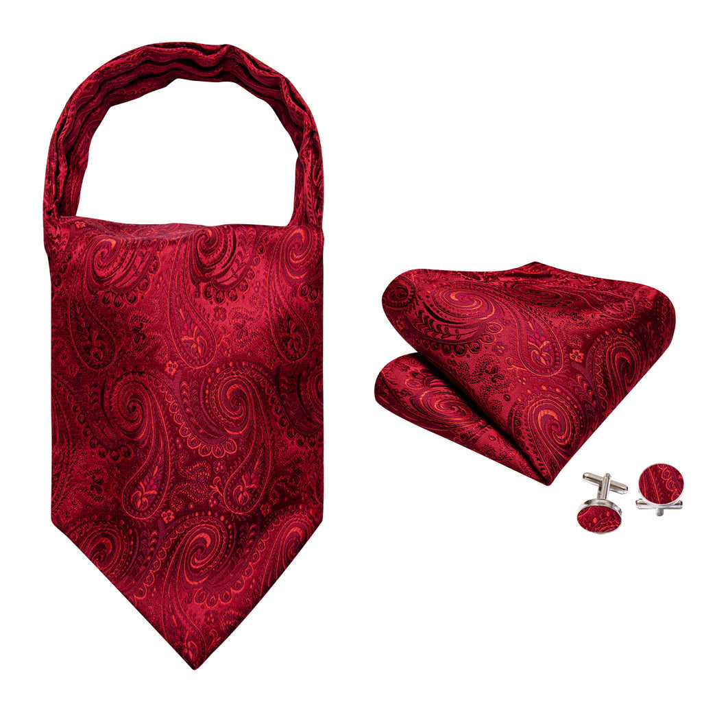 Red Paisley Ascot Set - GentCrest - View 6