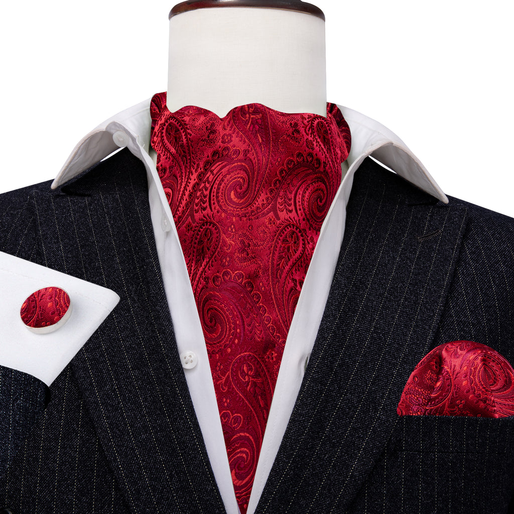 Red Paisley Ascot Set - GentCrest - View 4