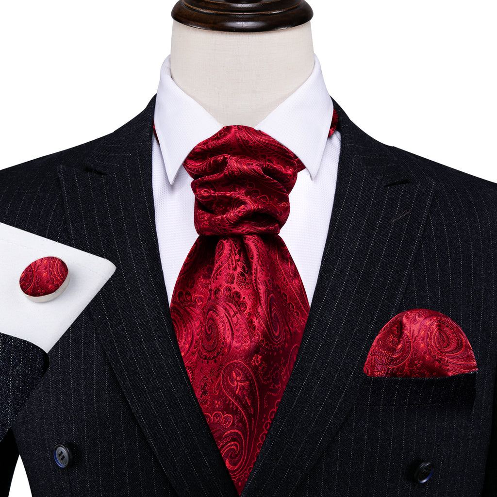 Red Paisley Ascot Set - GentCrest - View 5