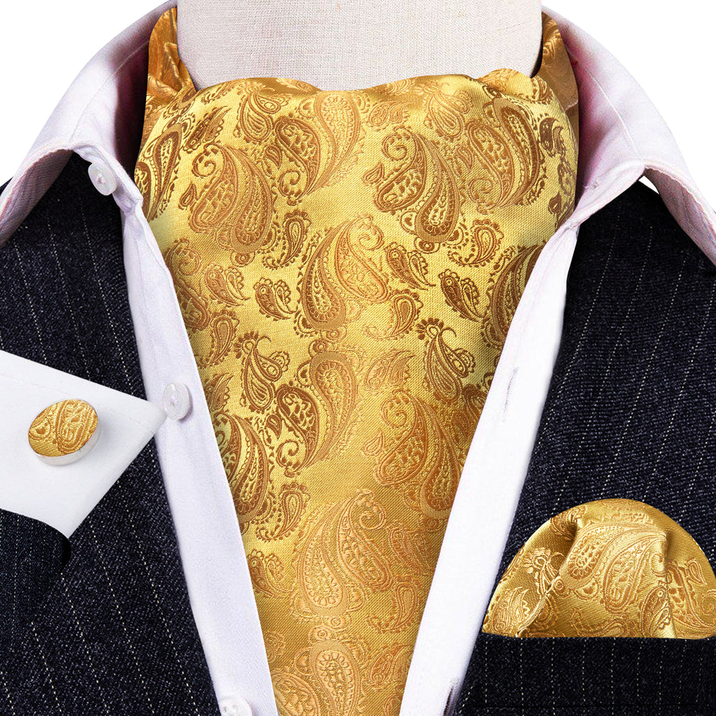 Gold Yellow Paisley Ascot Set - GentCrest - View 2