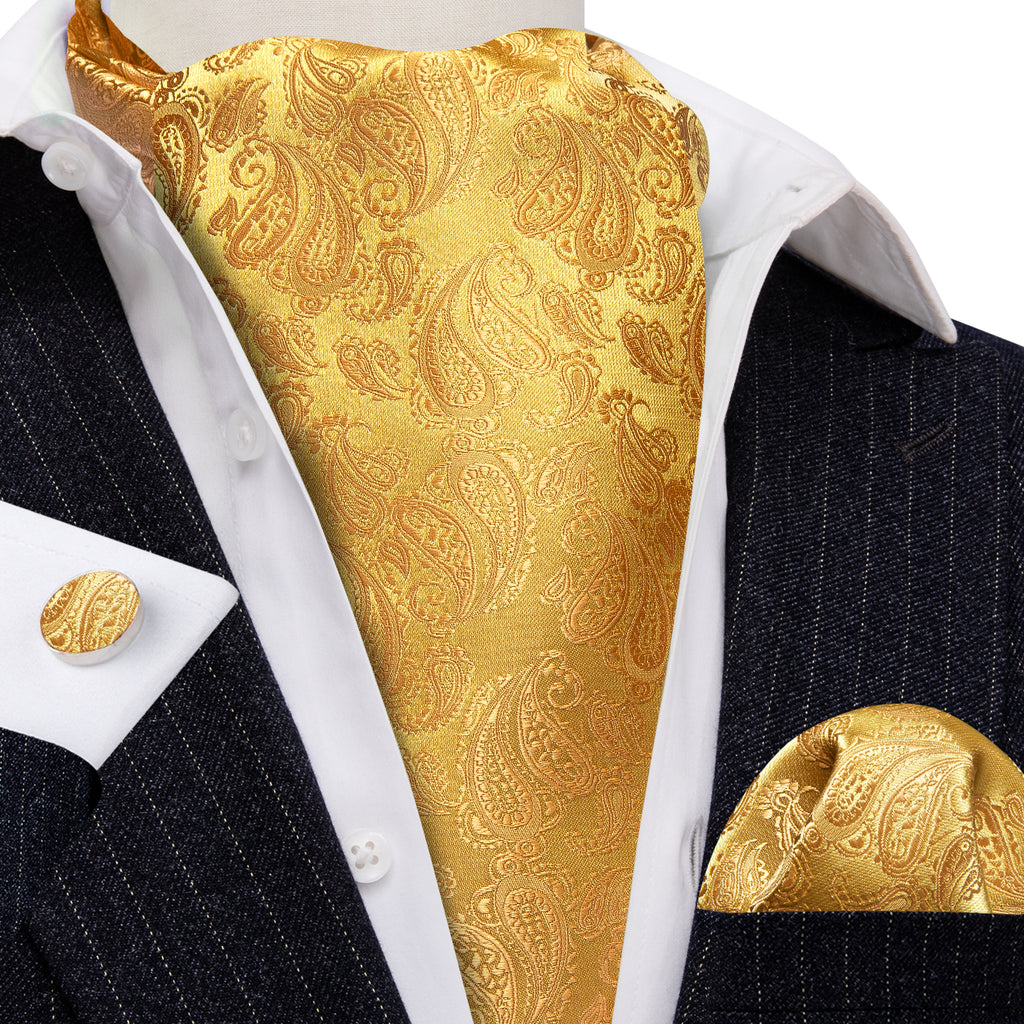 Gold Yellow Paisley Ascot Set - GentCrest - View 3