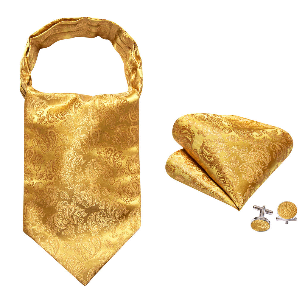 Gold Yellow Paisley Ascot Set - GentCrest - View 4