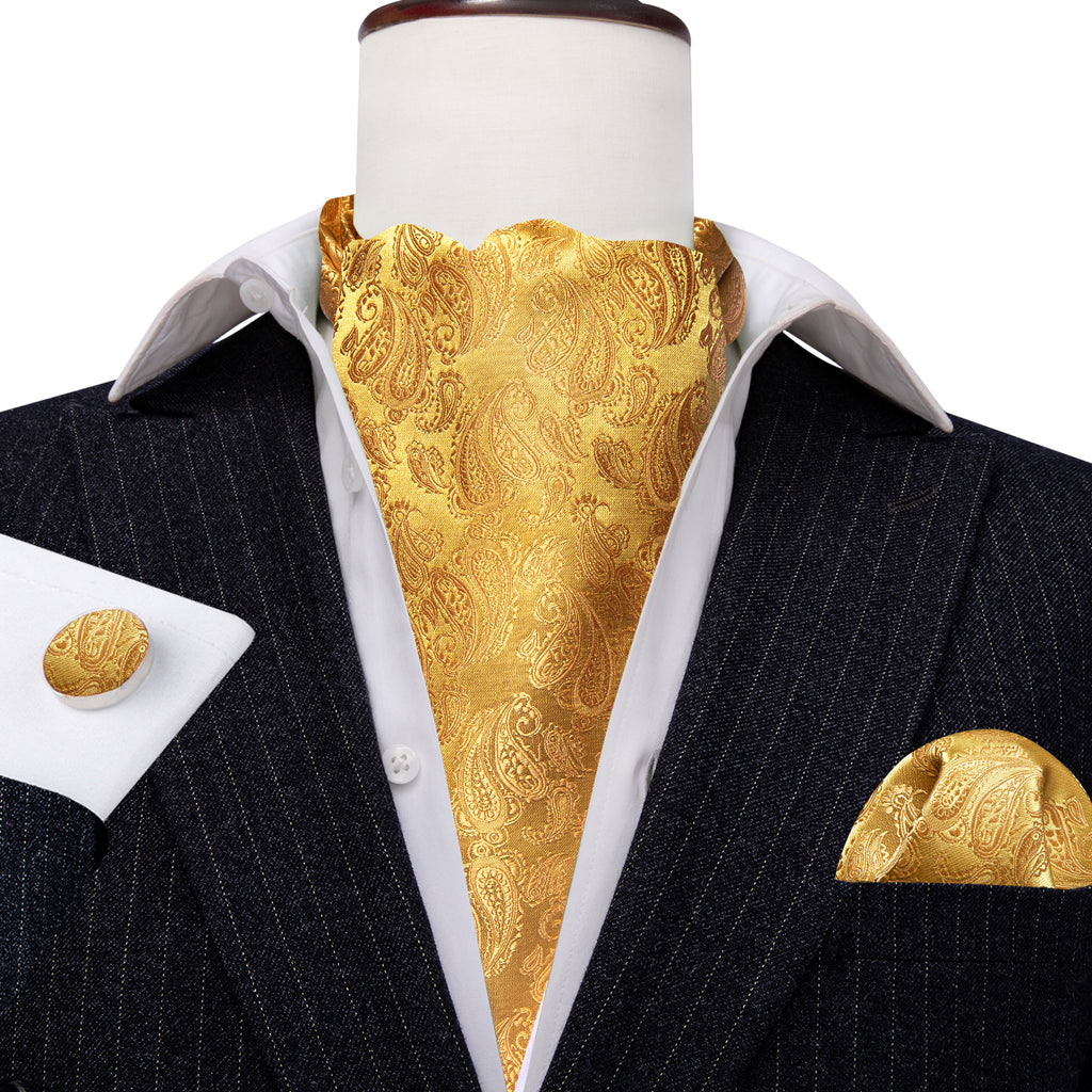 Gold Yellow Paisley Ascot Set - GentCrest - View 5