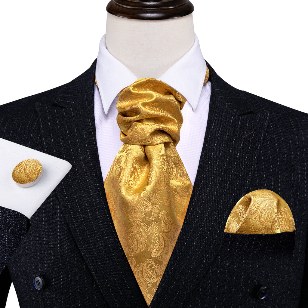 Gold Yellow Paisley Ascot Set - GentCrest - View 6