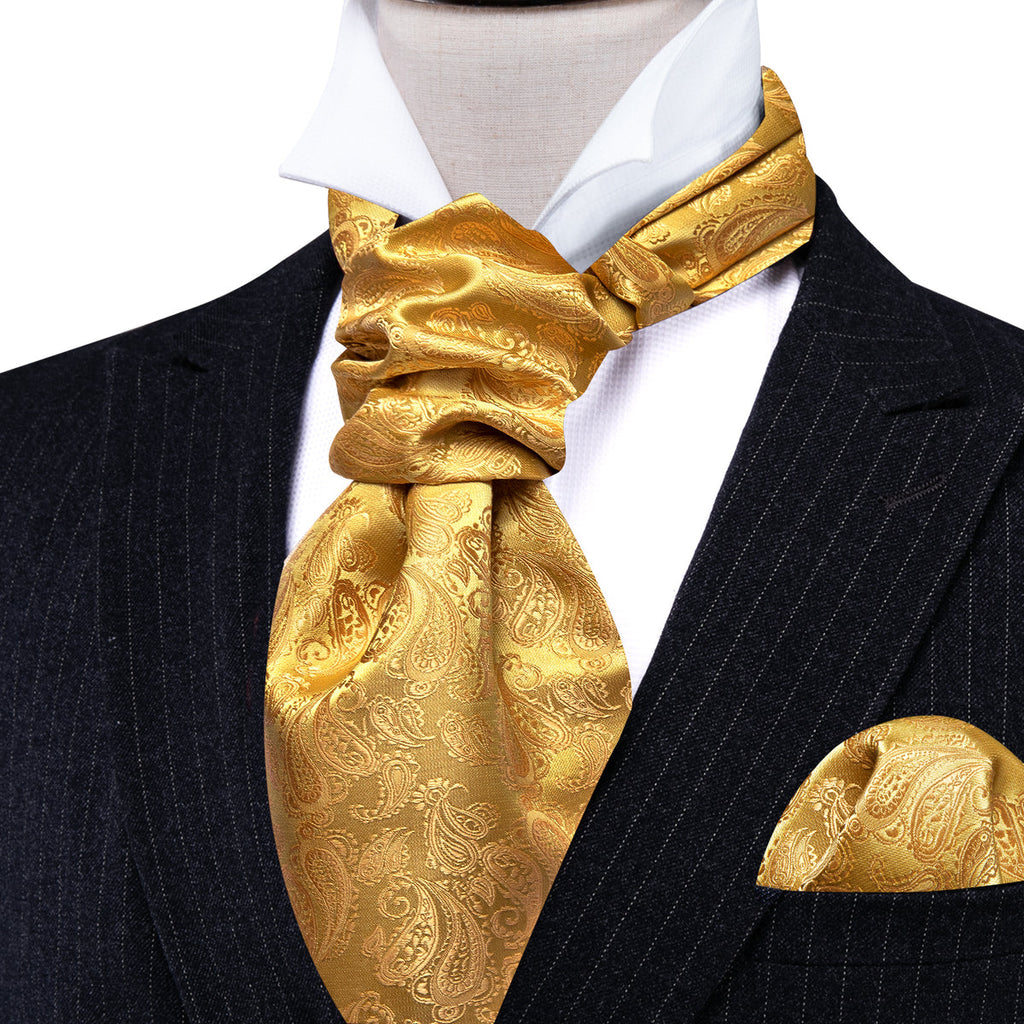 Gold Yellow Paisley Ascot Set - GentCrest