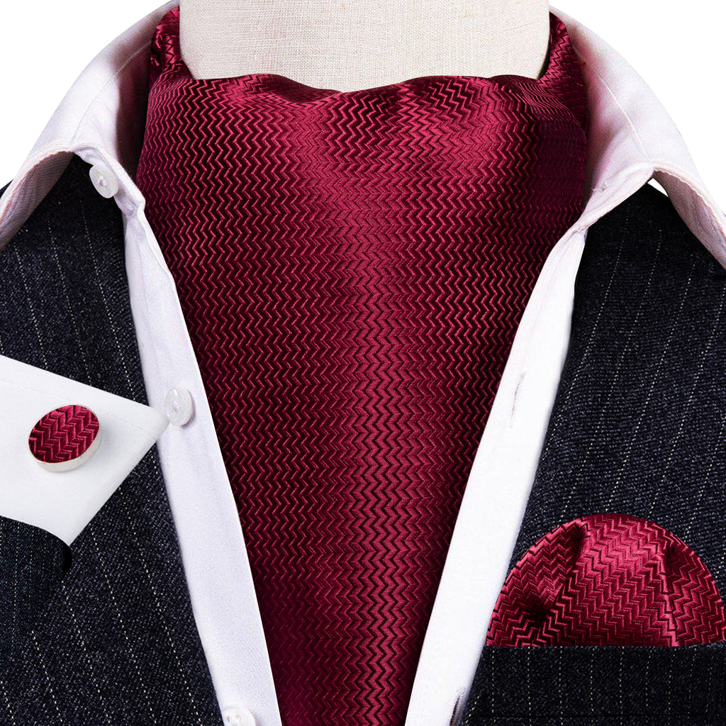 Dark Red Striped Ascot Set - GentCrest - View 2